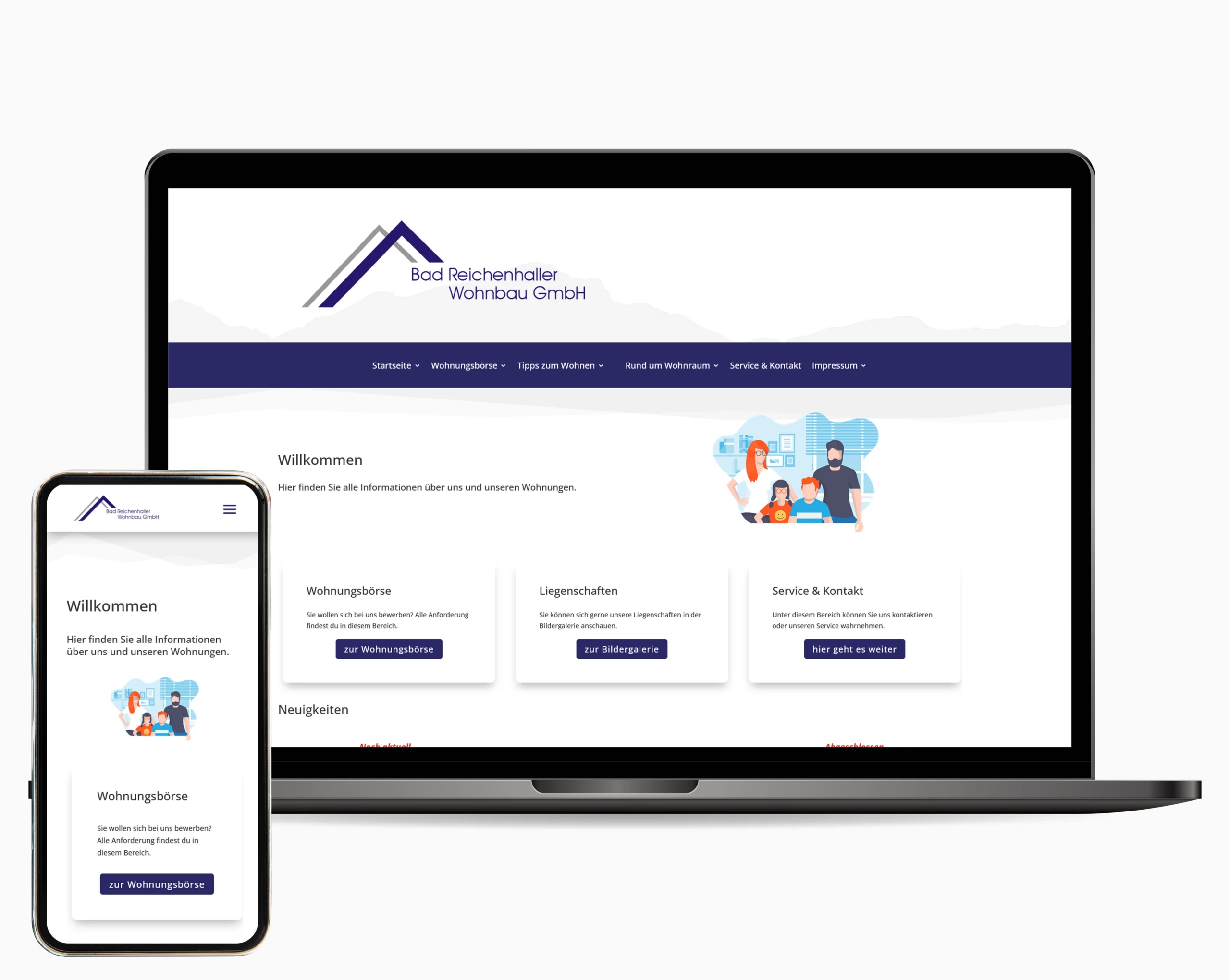 Bad Reichenhaller Wohnbau Website